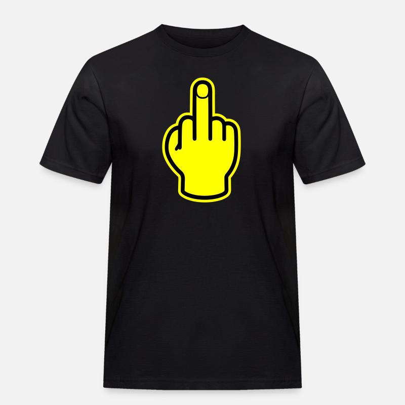 Mittelfinger Hand Provokativ - Männer Workwear T-Shirt - Schwarz