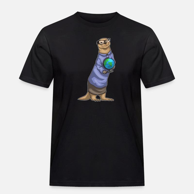 Otter Lehrer Globus Geschichte - Männer Workwear T-Shirt - Schwarz