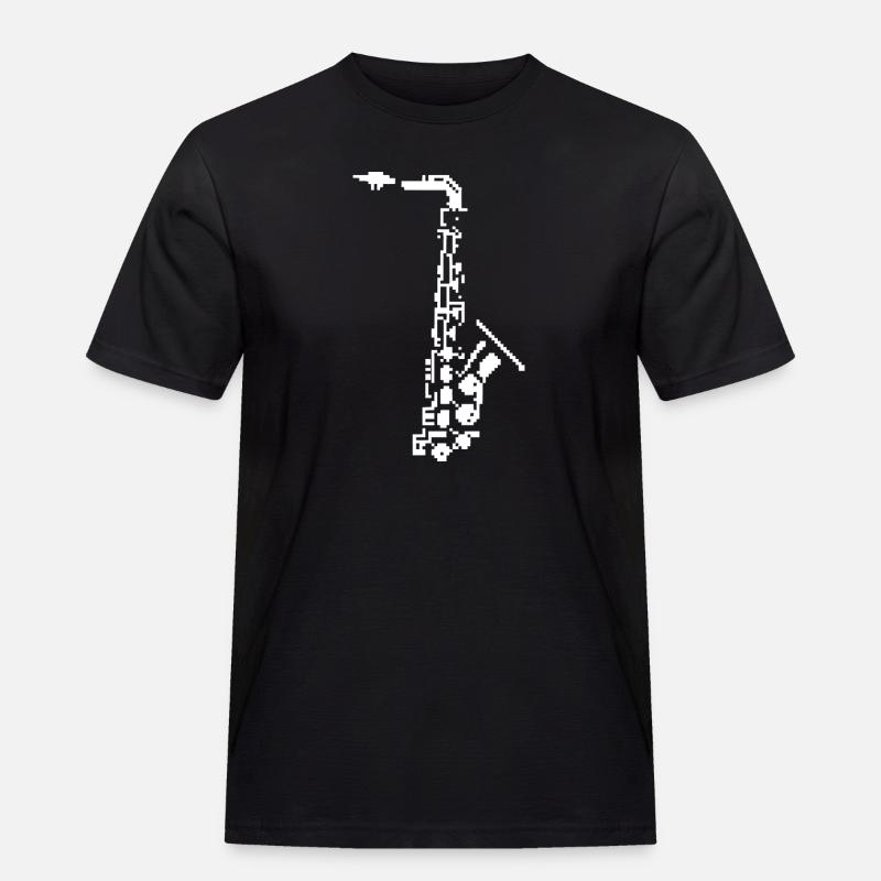 Saxophon Pixel Kunst - Männer Workwear T-Shirt - Schwarz