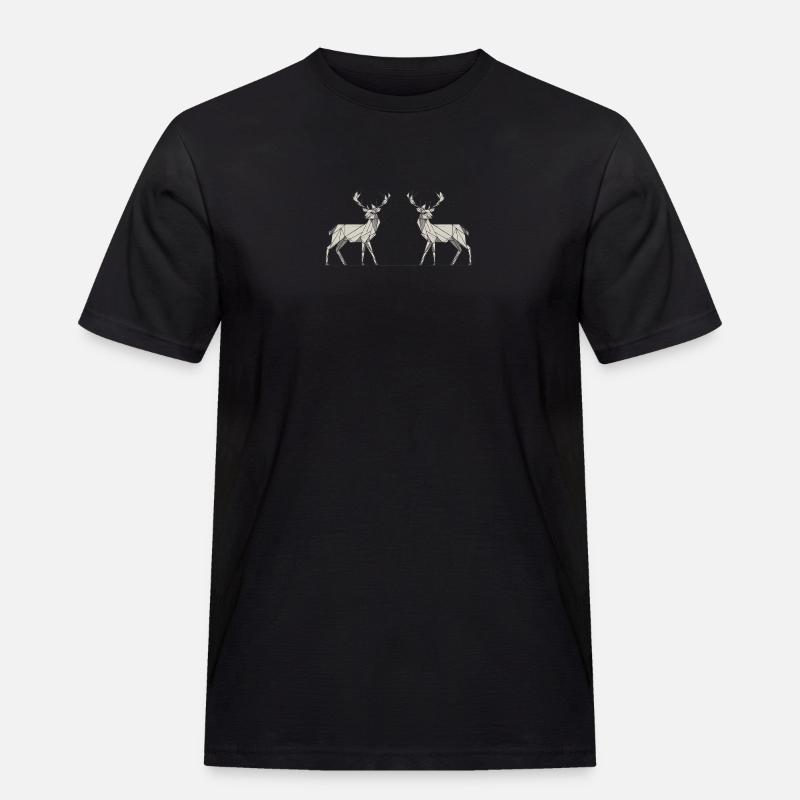 Hirsch 2 grau Schnee - Männer Workwear T-Shirt - Schwarz