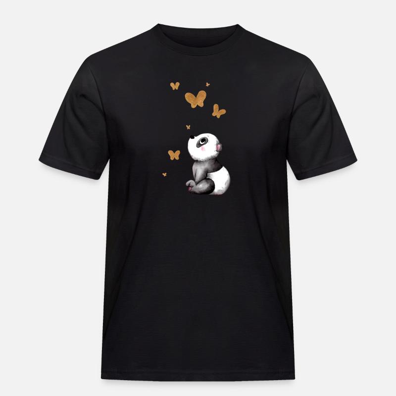 Träumender Comic Panda - Männer Workwear T-Shirt - Schwarz