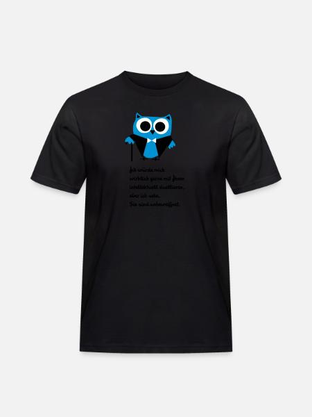Owl, satire, saying "Intellectually duel" - Men's Workwear T-Shirt - black