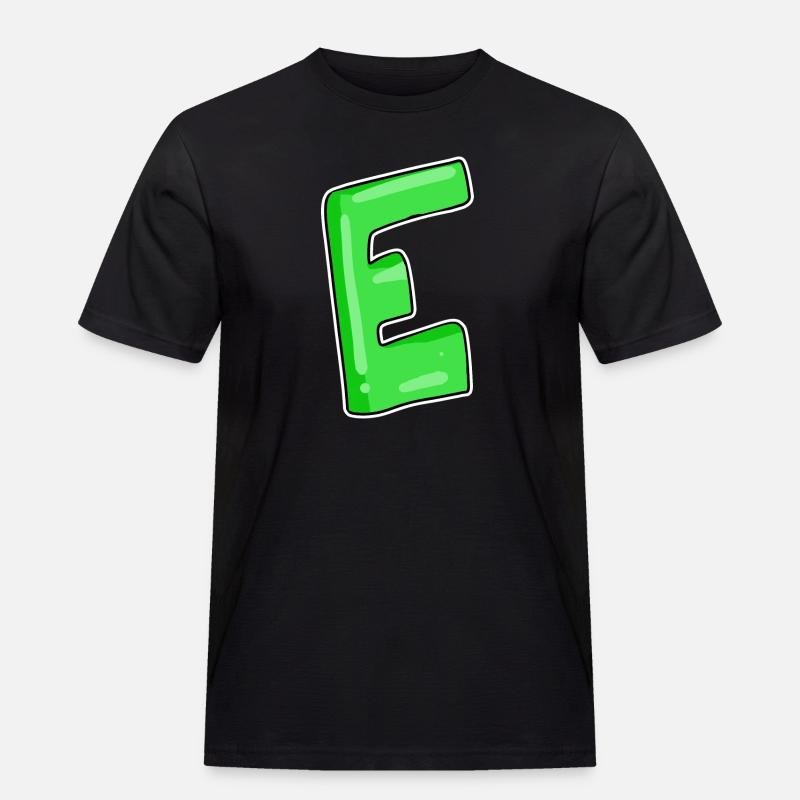 Buchstabe E Anfangsbuchstabe - Männer Workwear T-Shirt - Schwarz