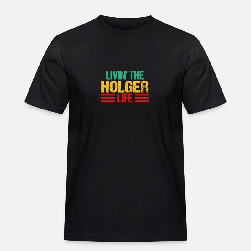 Holger - Männer Workwear T-Shirt - Schwarz