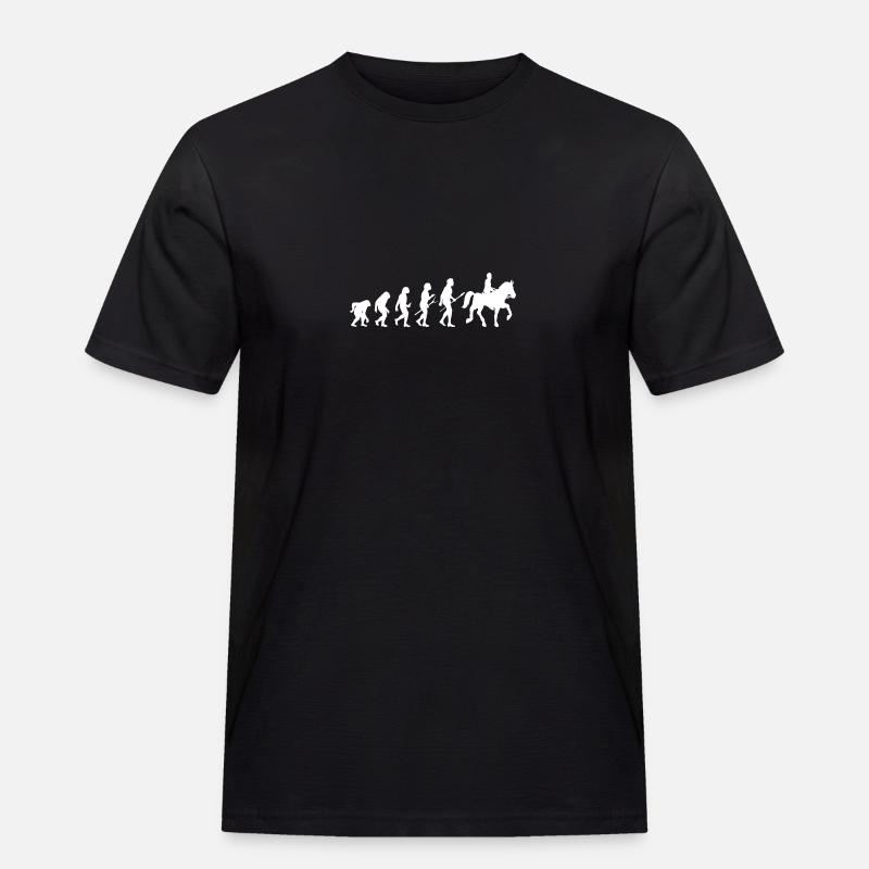Reiten Evolution Pferde - Männer Workwear T-Shirt - Schwarz