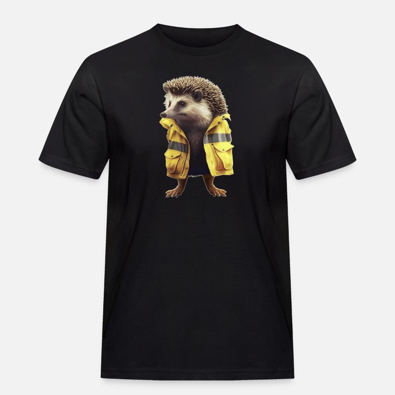 Igelsterben muss nicht sein - Männer Workwear T-Shirt - Schwarz
