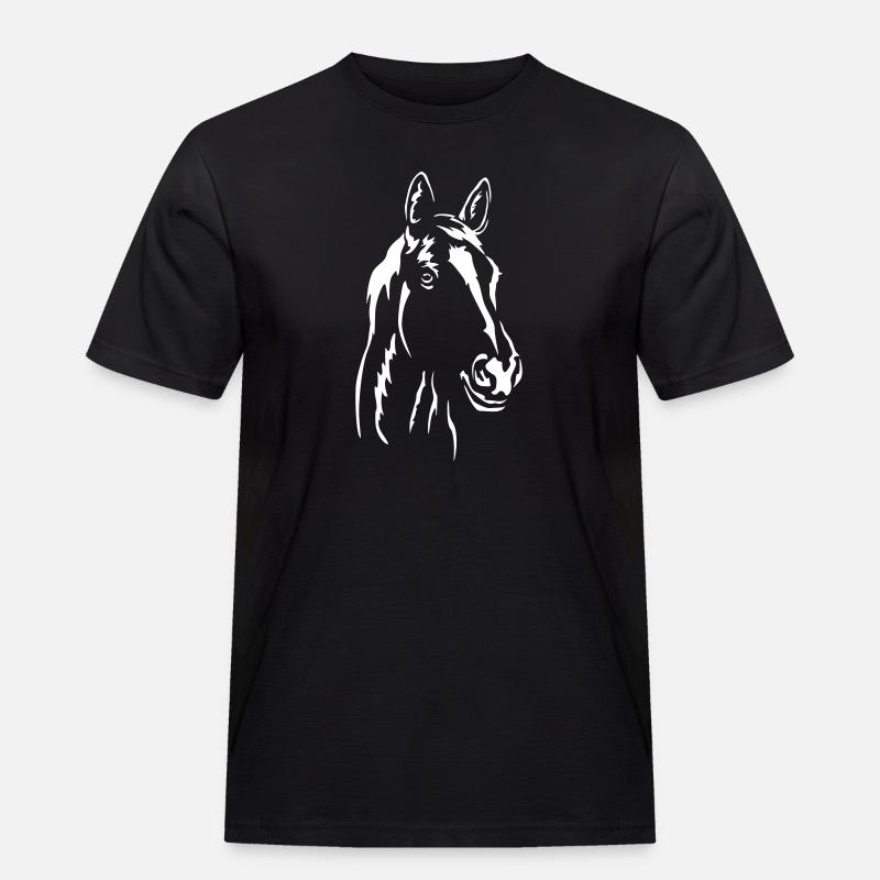 Pferd Kopf "Black Edition" - Männer Workwear T-Shirt - Schwarz