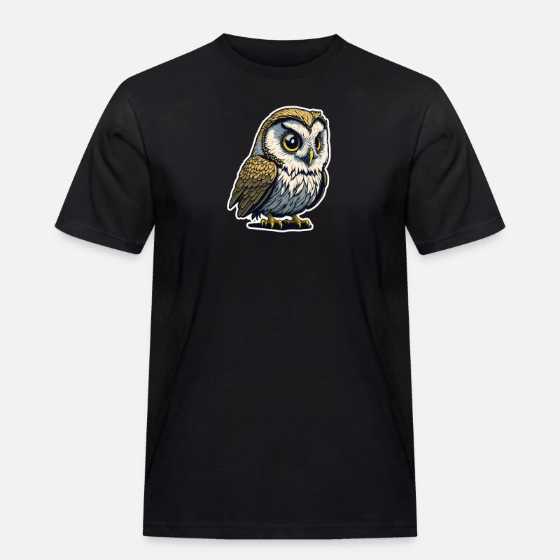 Eule 2 - Männer Workwear T-Shirt - Schwarz