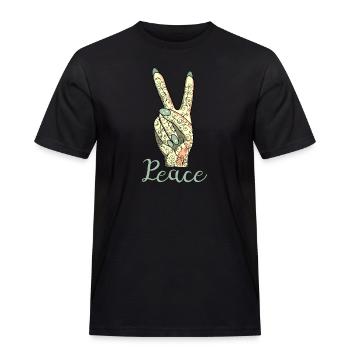 Signe de paix Doigt Main Cool Symbole de paix - T-shirt Workwear homme - noir - Devant - AI Model Male 178 light (178cm)