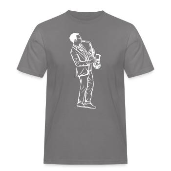 Dessin de garçon au saxophone - T-shirt Workwear homme - gris - Devant - AI Model Male 185 dark (185cm)