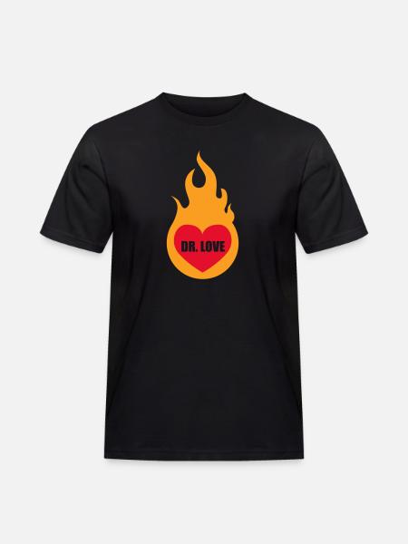 Dr. Love Herz - Männer Workwear T-Shirt - Schwarz