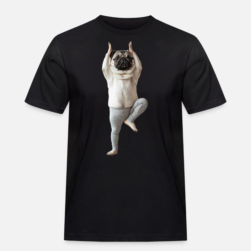 Mops - Männer Workwear T-Shirt - Schwarz
