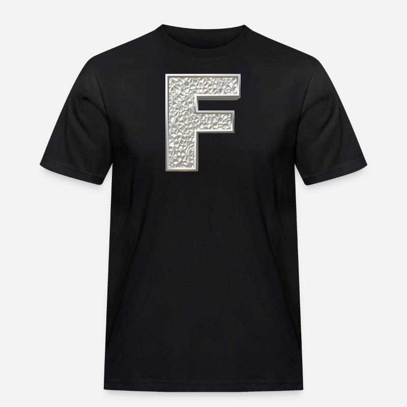 F, letter, letter F, initial, initial F, monogram, - Männer Workwear T-Shirt - Schwarz