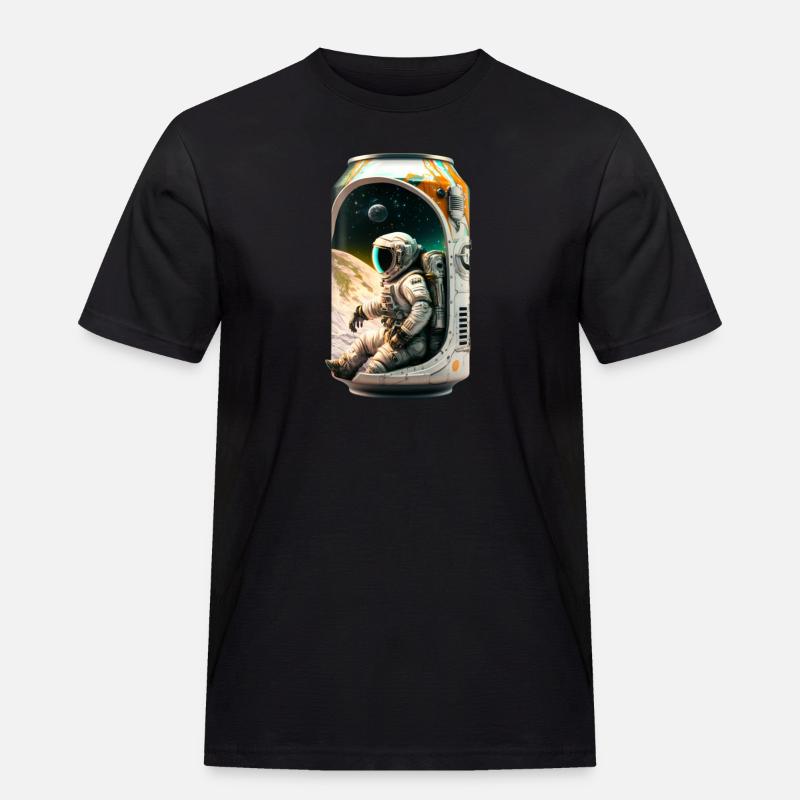 Coole Bierdose mit Astronaut - Männer Workwear T-Shirt - Schwarz