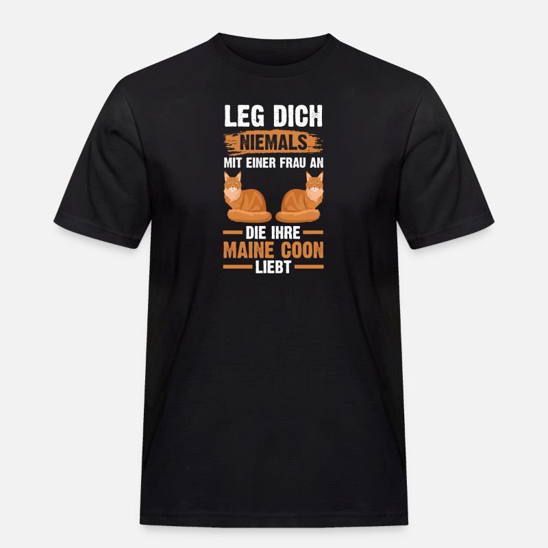 Maine Coon Katze - Männer Workwear T-Shirt - Schwarz