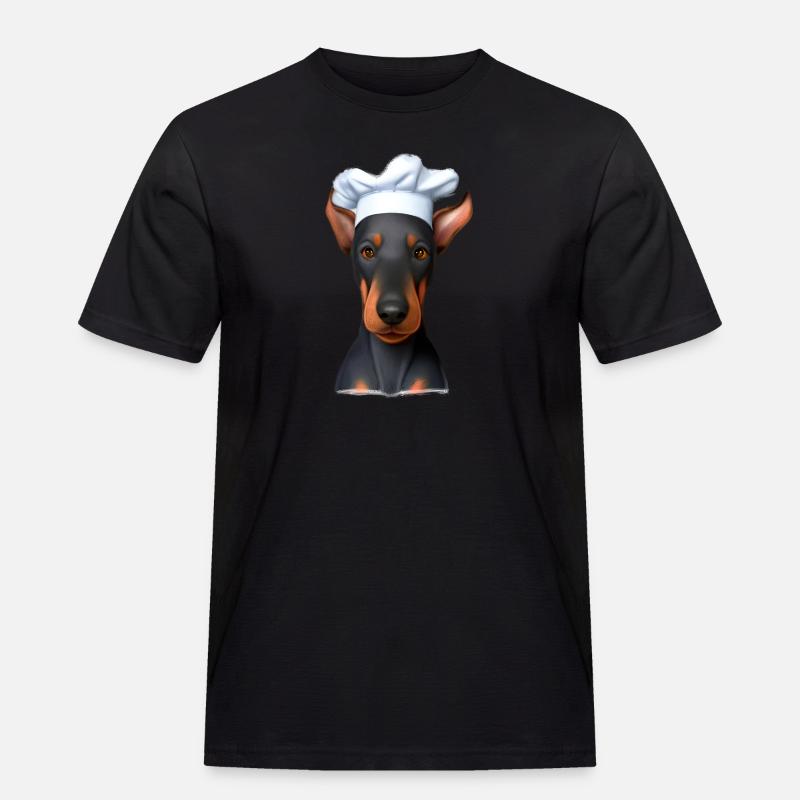 Dobermann Gastronom Hund Köche Dobermannwelpe - Männer Workwear T-Shirt - Schwarz