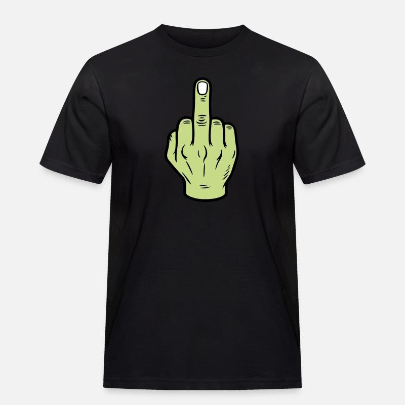 Mittelfinger Hand Symbol - Männer Workwear T-Shirt - Schwarz