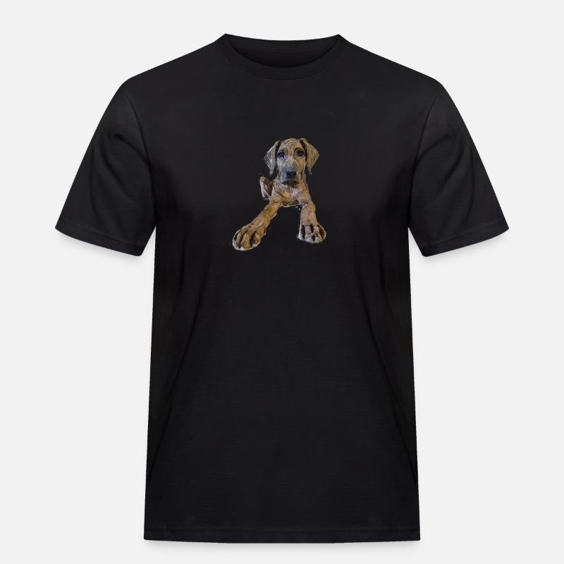 Hundewelpe mit neugierigem Blick - Männer Workwear T-Shirt - Schwarz