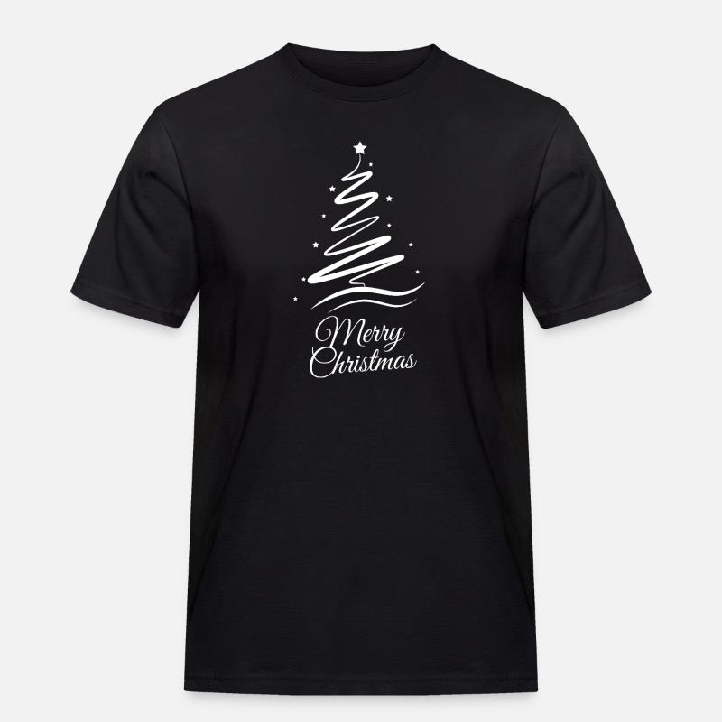 Frohe Weihnachten Weihnachtsbaum Christbaum  - Männer Workwear T-Shirt - Schwarz