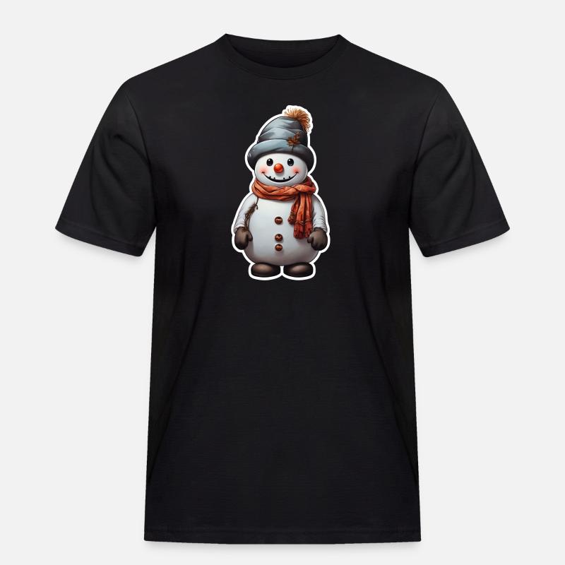 Schneemann - Männer Workwear T-Shirt - Schwarz