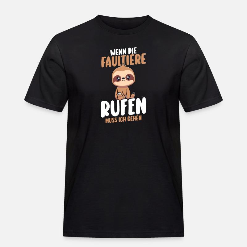 Faultier - Männer Workwear T-Shirt - Schwarz