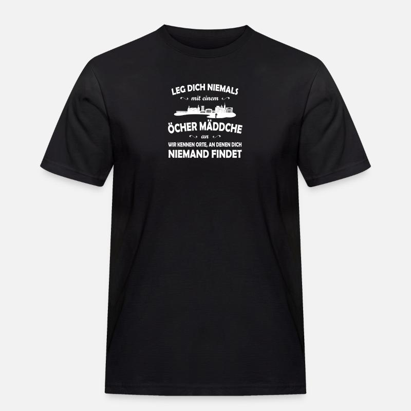 Öcher Mäddche - Männer Workwear T-Shirt - Schwarz