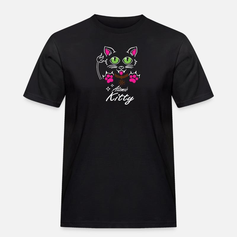 Atomic Kitty #2 - Black Shirt - Männer Workwear T-Shirt - Schwarz
