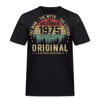 Homme Cadeau D'anniversaire 1975 Octobre 1975 - T-shirt Workwear homme - noir - Devant - AI Model Male 178 light (178cm)