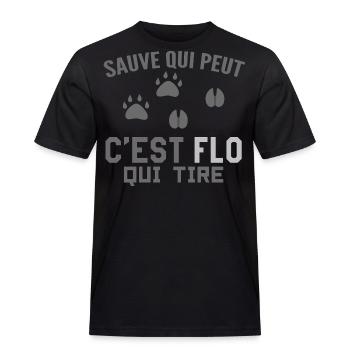 C'est Flo Qui Tire Humour Chaseur Florian Florent - T-shirt Workwear homme - noir - Devant - AI Model Male 178 light (178cm)