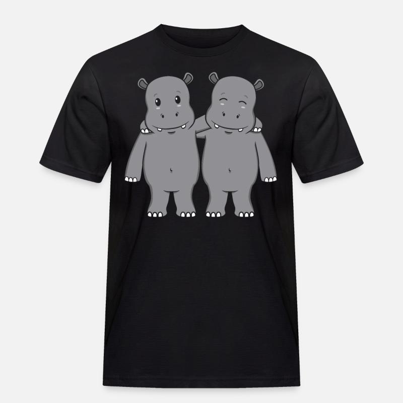Hippos Nilpferde - Männer Workwear T-Shirt - Schwarz