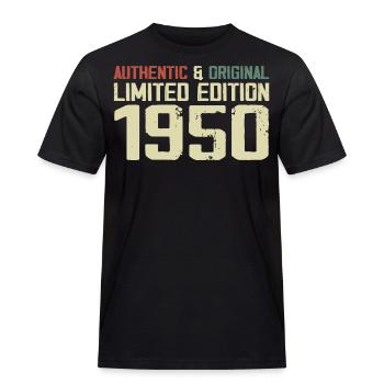 1950 Geburtstagsgeschenk 1950 Jahrgang 1950er Retro - Männer Workwear T-Shirt - Schwarz - Vorne - AI Model Male 178 light (178cm)
