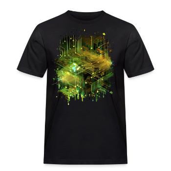 Art abstrait : carte mère de flux de données numériques - T-shirt Workwear homme - noir - Devant - AI Model Male 178 light (178cm)