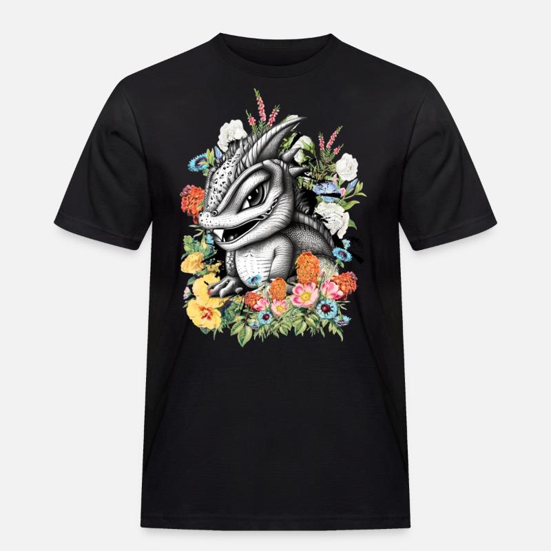 Drache - Männer Workwear T-Shirt - Schwarz