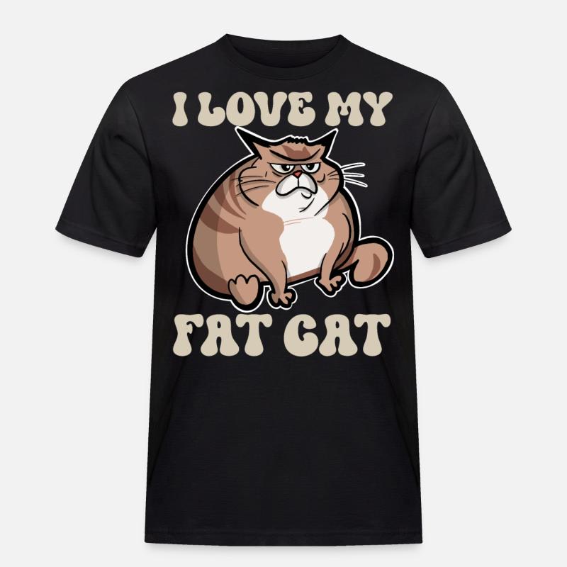Katze Dicke Katze - Männer Workwear T-Shirt - Schwarz