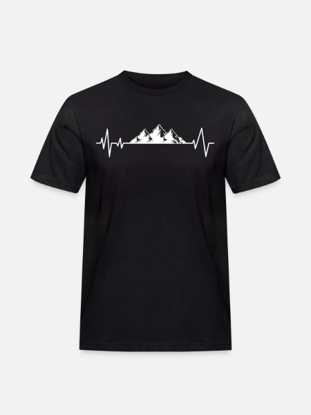Heartbeat Mountains ECG Hiking Hike - Men's Workwear T-Shirt - black