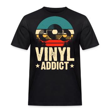 Vinyl Addict - Men's Workwear T-Shirt - black - Front - AI Model Male 178 light (178cm)
