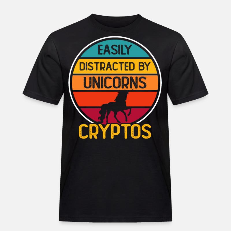 Krypto Kryptowährung Einhorn - Männer Workwear T-Shirt - Schwarz
