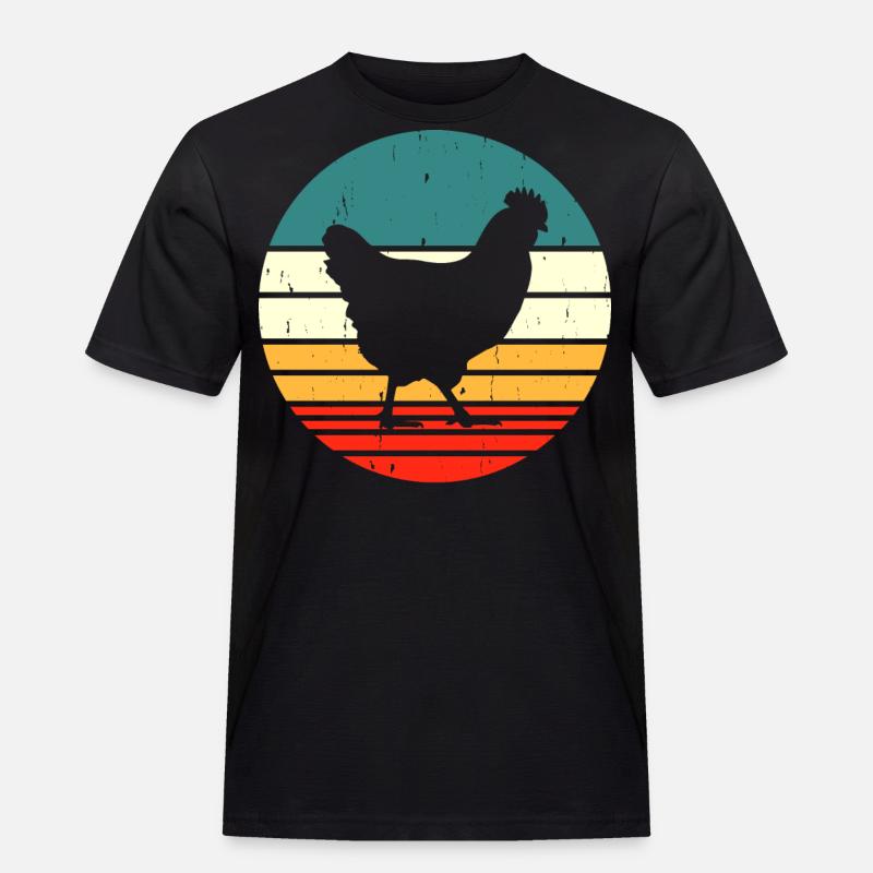Hühner Huhn - Männer Workwear T-Shirt - Schwarz