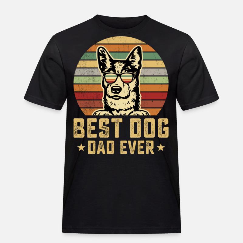 Hunde Papa - Männer Workwear T-Shirt - Schwarz