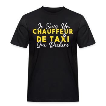 Drôle Cadeau Humour Chauffeur de taxi - T-shirt Workwear homme - noir - Devant - AI Model Male 178 light (178cm)