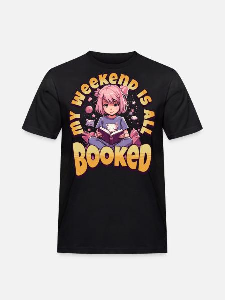 Fully Booked Weekend Kawaii Anime Girl Bookworm - Men's Workwear T-Shirt - black