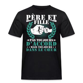 Père et Fille Cadeau Fete des Pères Vintage Humour - T-shirt Workwear homme - noir - Devant - AI Model Male 178 light (178cm)