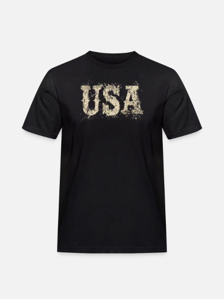 Förenta staterna Text Amerikanska flaggan Självständighetsdag - Arbets-T-shirt herr - svart