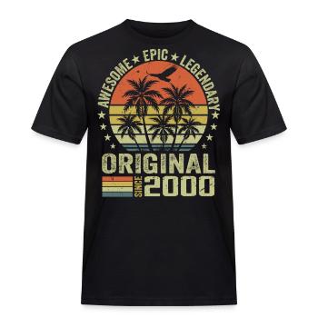 Fête D'anniversaire 2000 Millésime 2000 Rétro 2000 - T-shirt Workwear homme - noir - Devant - AI Model Male 178 light (178cm)
