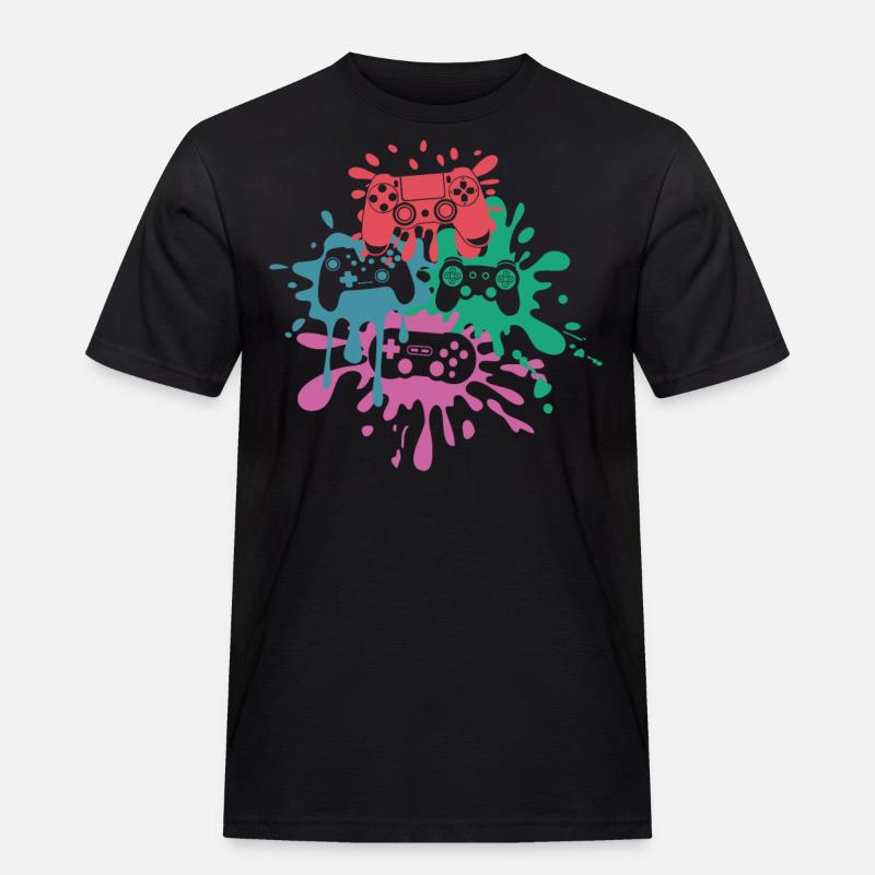 Pixel-Controller – Retro Gaming Design - Männer Workwear T-Shirt - Schwarz