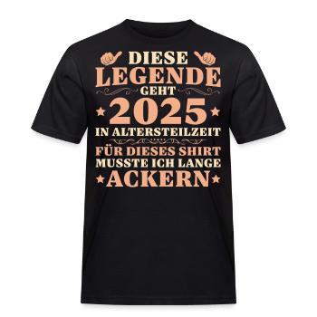 Altersteilzeit 2025 Rentenalter Kollege Frührente - Männer Workwear T-Shirt - Schwarz - Vorne - AI Model Male 178 light (178cm)