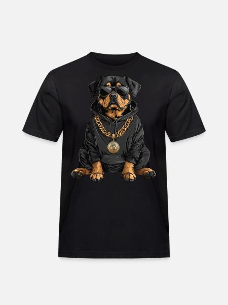Cool Rottweiler in hip-hop style - Men's Workwear T-Shirt - black