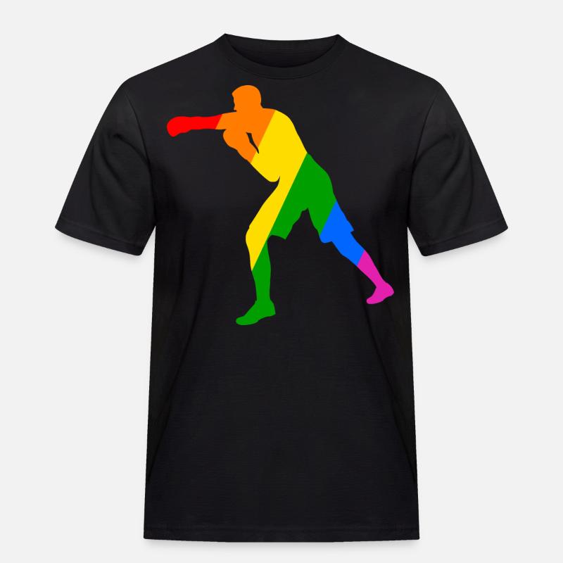 Boxer im Regenbogen - Männer Workwear T-Shirt - Schwarz