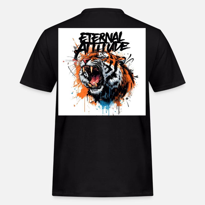 Ewige Tiger-Pose - Männer Workwear T-Shirt - Schwarz
