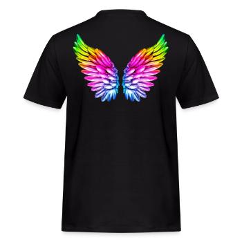 LGBT Ailes anges ailes coloré arc-en-ciel - T-shirt Workwear homme - noir - Dos - AI Model Male 178 light (178cm)